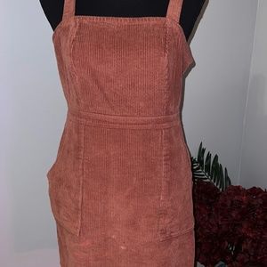 Common Stitch Corduroy Overall Dress With Pockets